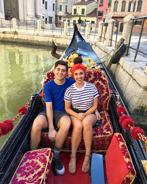 Hayden and Phoebe together in a gondola in Venice